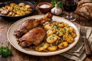 Le véritable confit de canard aux pommes sarladaises comme en Dordogne, recette traditionnelle du Périgord