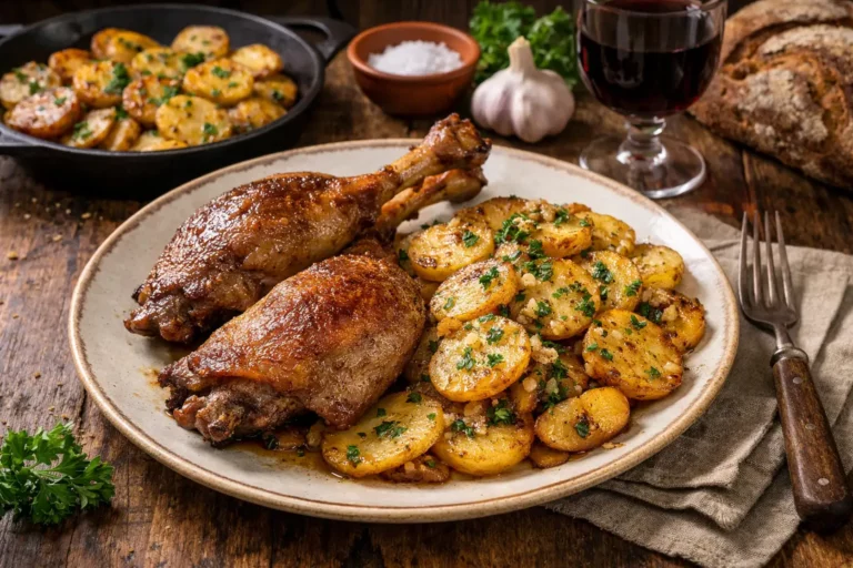 Le véritable confit de canard aux pommes sarladaises comme en Dordogne, recette traditionnelle du Périgord