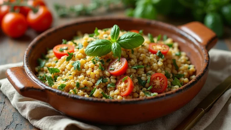 Taboulé méditerranéen maison aux herbes fraîches, concombre et citron